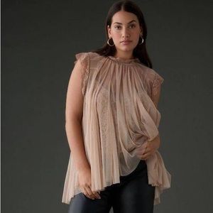 Anthropologie By Godet Tulle Swing Top Color Rose